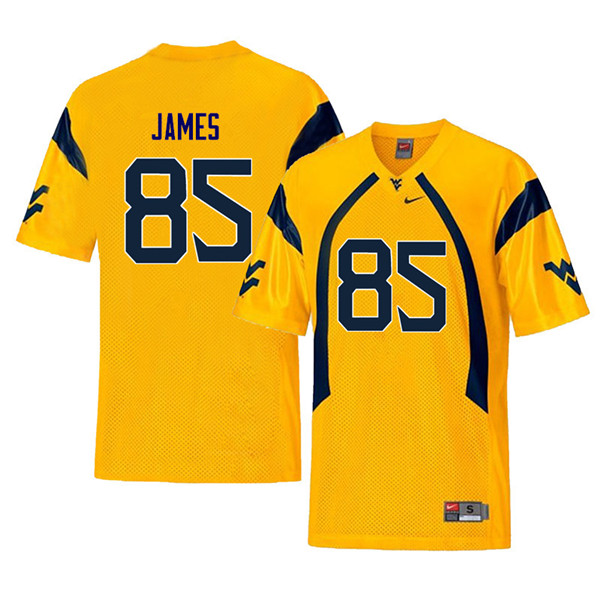 Men #85 Sam James West Virginia Mountaineers Throwback College Football Jerseys Sale-Yellow